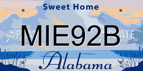 MIE92B Alabama License Plate