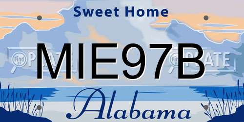 MIE97B Alabama License Plate