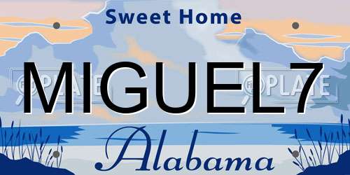 MIGUEL7 Alabama License Plate