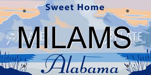 MILAMS Alabama License Plate