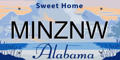MINZNW Alabama License Plate