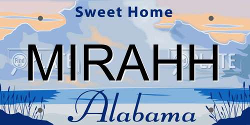 MIRAHH Alabama License Plate