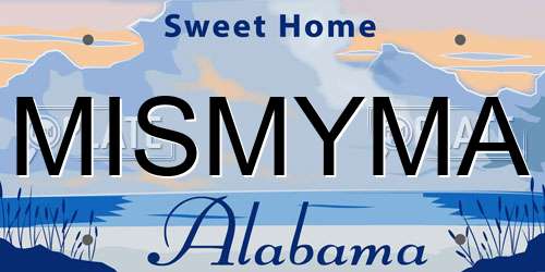 MISMYMA Alabama License Plate