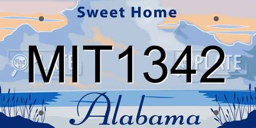 MIT1342 Alabama License Plate