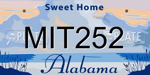 MIT252 Alabama License Plate