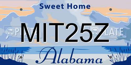 MIT25Z Alabama License Plate