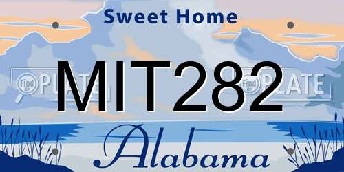 MIT282 Alabama License Plate