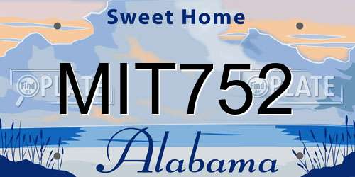 MIT752 Alabama License Plate