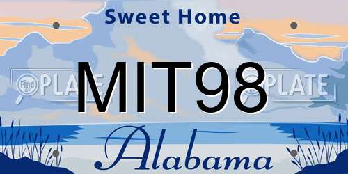 MIT98 Alabama License Plate