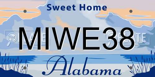 MIWE38 Alabama License Plate