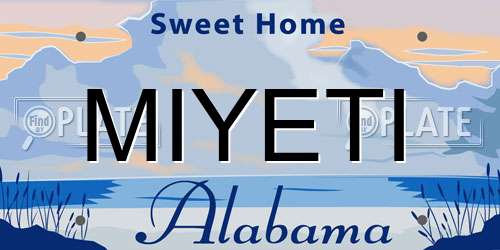 MIYETI Alabama License Plate