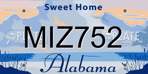 MIZ752 Alabama License Plate