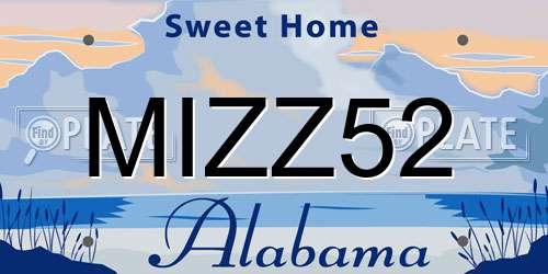 MIZZ52 Alabama License Plate
