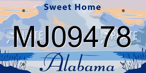 MJ09478 Alabama License Plate