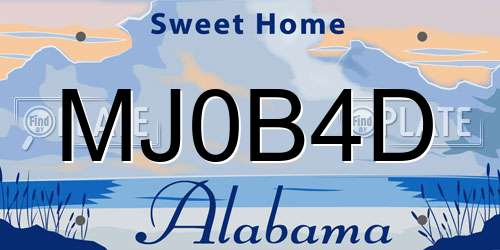 MJ0B4D Alabama License Plate