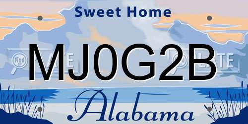 MJ0G2B Alabama License Plate