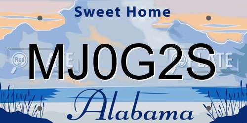 MJ0G2S Alabama License Plate