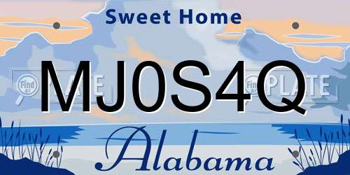 MJ0S4Q Alabama License Plate