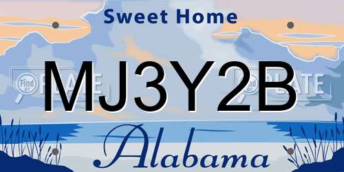 MJ3Y2B Alabama License Plate