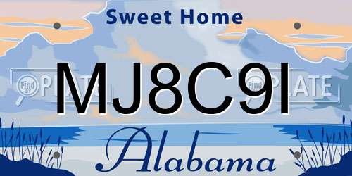 MJ8C9I Alabama License Plate