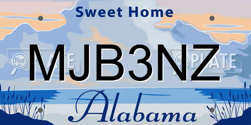 MJB3NZ Alabama License Plate