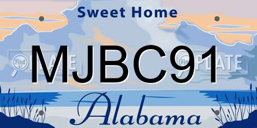MJBC91 Alabama License Plate