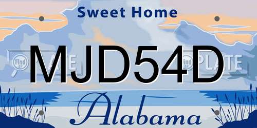 MJD54D Alabama License Plate