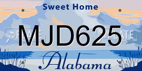 MJD625 Alabama License Plate
