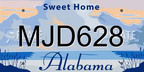 MJD628 Alabama License Plate