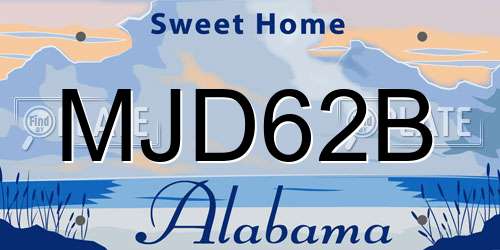 MJD62B Alabama License Plate