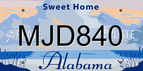 MJD840 Alabama License Plate