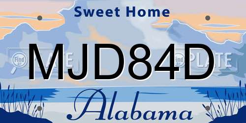 MJD84D Alabama License Plate