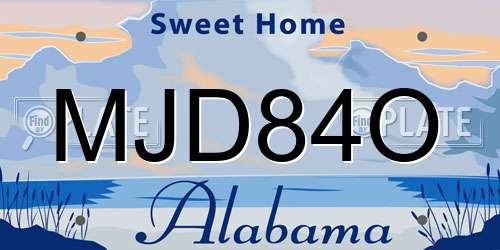 MJD84O Alabama License Plate