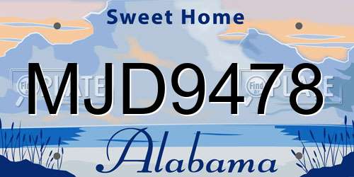 MJD9478 Alabama License Plate