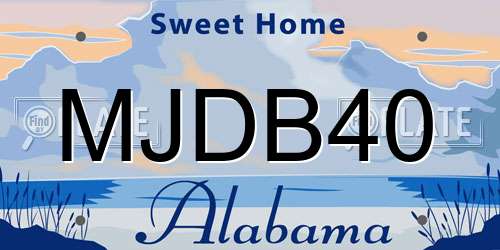MJDB40 Alabama License Plate