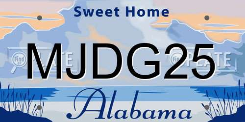 MJDG25 Alabama License Plate