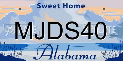 MJDS40 Alabama License Plate