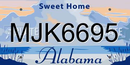 MJK6695 Alabama License Plate