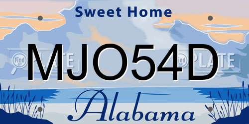 MJO54D Alabama License Plate