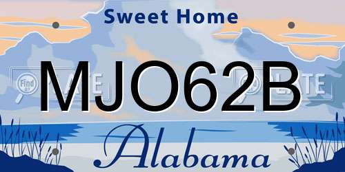 MJO62B Alabama License Plate