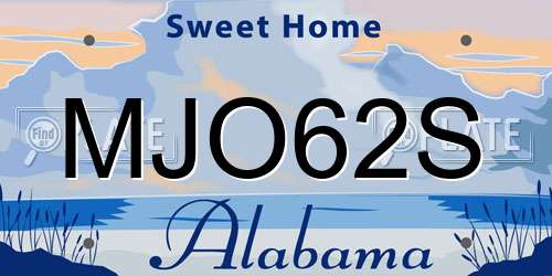 MJO62S Alabama License Plate