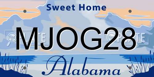 MJOG28 Alabama License Plate