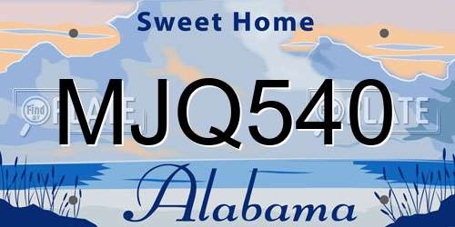 MJQ540 Alabama License Plate