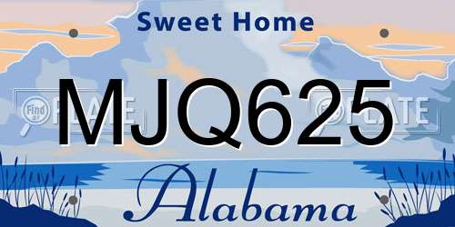 MJQ625 Alabama License Plate