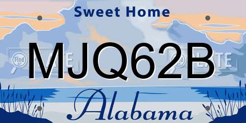 MJQ62B Alabama License Plate