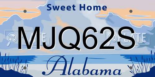 MJQ62S Alabama License Plate