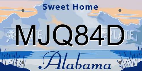 MJQ84D Alabama License Plate