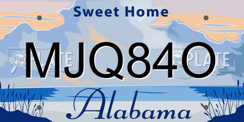 MJQ84O Alabama License Plate