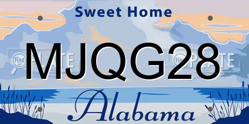 MJQG28 Alabama License Plate