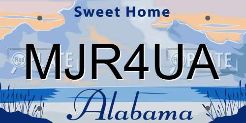 MJR4UA Alabama License Plate